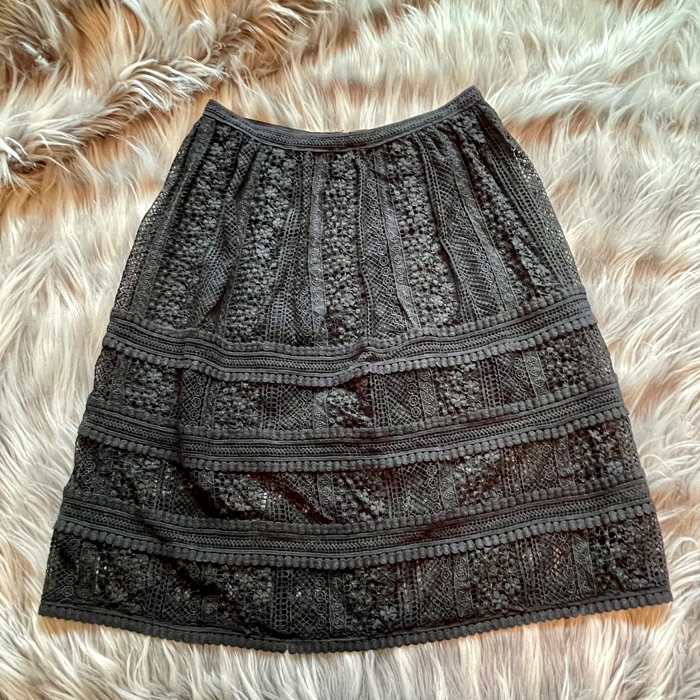 All Saints Black Lace Embellished Midi Skirt - Picture 4 of 4